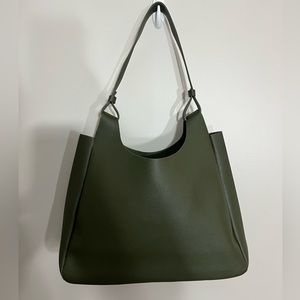 Neiman Marcus olive green in faux leather triangle tote